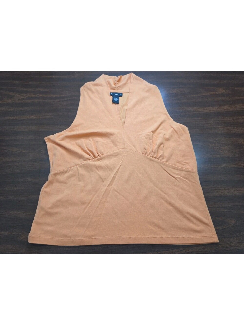 Rafaella Womens Peach Orange Sleeveless Keyhole Large Everyday Minimalist Blouse